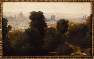 París vista desde las alturas de Belleville; hacia 1840, actual distrito 19, en 1840 (óleo sobre lienzo) de Unknown artist