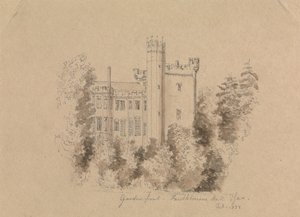 Parte de un castillo rodeado de árboles de Unknown artist