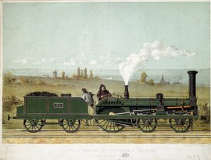 Locomotora de pasajeros del Ferrocarril de Estrasburgo (sistema Crampton) de Unknown artist