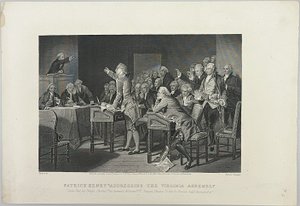 Patrick Henry se dirige a la Asamblea de Virginia de Unknown artist