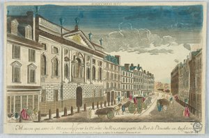 Peep-show, Maison Quiserie de Magasins, para la Marina del Rey, y una parte del Puerto de Plimouthe en Inglaterra de Unknown artist