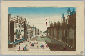 Vista de la iglesia de San Marcos y la Gran Plaza terminada por la iglesia de San Geminiano en Venecia de Unknown artist