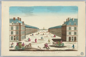 Peep-show, Vista perspectiva de la Place Dauphine de París, del lado de la Rue de Harlay, No. 162 de Unknown artist