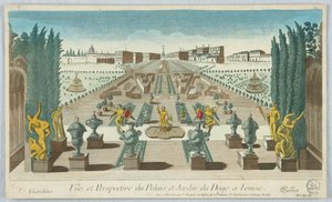 Peep-show, Vista y Perspectiva del Palacio y Jardín del Dogo en Venecia, Giardino, Gartea, 12 de Unknown artist