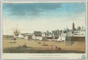 Vista en Perspectiva de la Ciudad de Cádiz desde el Lado del Puerto de Unknown artist
