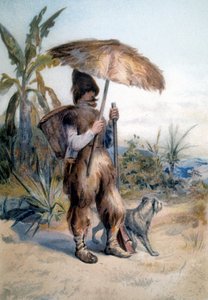Representación de Robinson Crusoe, personaje de la novela homónima de Daniel Defoe (1660 - 1731) de Unknown artist