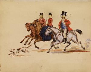 [Collage de fotos de la escena de caza con Lord y Lady Yarborough] de Unknown artist
