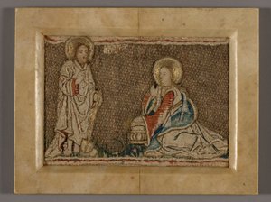 Cuadro (probablemente de una banda de Orphrey que representa a Cristo ante María Magdalena) de Unknown artist