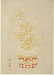 Rosas en maceta de porcelana de Unknown artist