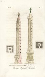 Plano y elevación de la Columna de Trajano y la Columna de Marco Aurelio de Unknown artist