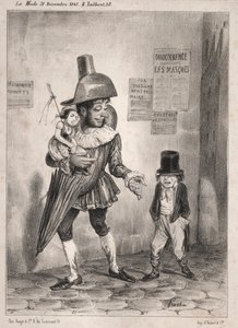 Pochades de carnaval: ¿Ves, si tu maestro está contento contigo y si tienes el premio de sabiduría este año! ¡Te dejaré disfrazarte de payaso! ...¡el año que viene! de Unknown artist