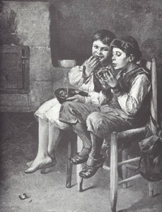 Niños pobres comiendo, finales del siglo XIX de Unknown artist