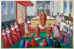 El Papa Sixto IV (1414-1484) asiste a misa en la Capilla Sixtina del Vaticano de Unknown artist