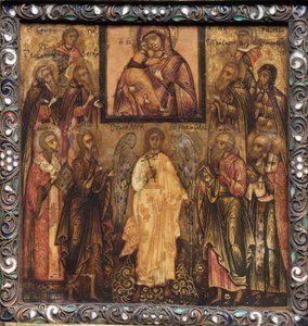 Icono tríptico portátil: Adoración del Icono Milagroso de la Madre de Dios de Vladímir de Unknown artist