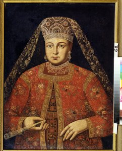 Retrato de la zarina Marfa Matveyevna (1664-1715) (Retrato de la zarina Marfa Matveyevna). Pintura anónima, 79 x 60 cm, debut 18e siecle. Museo de Arte M. Tuganov de Osetia del Norte, Vladikavkas (rusia).