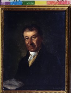 Retrato del compositor Dmitry Bortniansky (1751-1825) (Retrato del compositor Dmitry Bortninansky). Pintura anónima. Óleo sobre lienzo, 26,3 x 20,7 cm, finales del siglo XVIII. Clasicismo. Museo del Teatro State Central A. Bakhrushin, Moscú. de Unknown artist