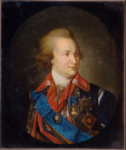 Retrato del Príncipe de Tauris, mariscal general y estadista, Grigori Aleksandrovich Potemkin (o Potiomkin) (1739-1791). (Retrato del príncipe Tauris, mariscal de campo general, estadista G. A. Potyomkin). El favorito de la zarina Catalina II (1729-1796).  de Unknown artist