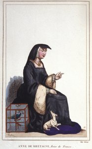 Retrato de Ana de Bretaña (1476-1514), Reina de Francia, esposa de Carlos VIII y luego de Luis XII. Grabado de 1830 de Unknown artist