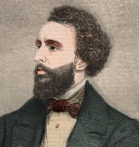 Retrato de Bayard Taylor (1825-1878), poeta estadounidense. Grabado en “The Illustrated London News” del 23 de enero de 1858.