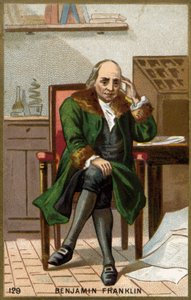 Retrato de Benjamin Franklin (1706 - 1790), político, memorialista, panfletario y físico estadounidense. de Unknown artist
