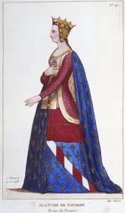 Retrato de Blanca de Navarra (1224 -1283) Reina de Francia Esposa de Juan I el Rojo en 1236. Grabado de 1830 de Unknown artist