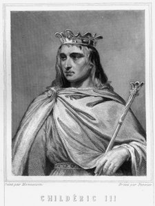 Retrato de Chilperico II (? - 755), Rey de los Francos, primero de los Carolingios - en “Histoire des Français” de Lavallée, grabado, sd de Unknown artist