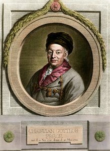 Retrato de Christian Frege (1715-1781) matemático y filósofo alemán. Grabado del siglo XVIII. Colección privada de Unknown artist