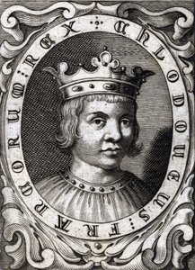Retrato de Clodoveo III (? - 695), Rey de Austrasia. Grabado del siglo XVIII de Unknown artist