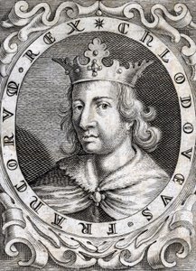 Retrato de Clodoveo II (? - 657), Rey de Neustria, Borgoña y Austrasia. Grabado del siglo XVIII. de Unknown artist