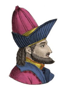 Retrato de Constantino XI (o XII) Paleólogo, conocido como Dragases (Constantino XI Paleólogo) (1404-1453), emperador bizantino. Grabado del siglo XIX.