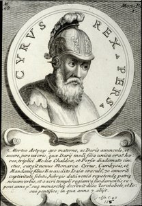 Retrato de Ciro II (ca. 559-529 a.C.) llamado Ciro el Grande, fundador del Imperio Persa. Grabado del siglo XVIII. Colección privada de Unknown artist