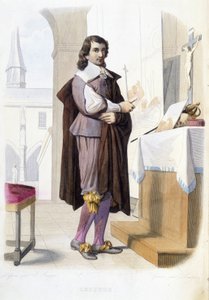 Retrato de Eustache Le Sueur, pintor francés (1616-1655). en su taller - en “Le Plutarque français”, por Mennechet