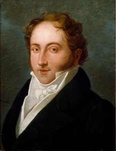 Retrato de Gioachino Rossini (1792-1868), compositor italiano. Pintura anónima. 1818. Bolonia, Museo Cívico Bibliográfico Musical
