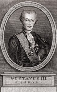 Retrato de Gustavo III (1746-1792), Rey de Suecia de 1771 a 1792. Grabado de 1787. Colección a los Soldados de Ayer