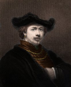 Retrato de Harmenszoon van Rijn Rembrandt (1606-1669), pintor holandés - grabado - siglo XIX