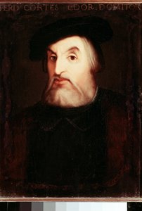Retrato de Hernán Cortés (1485-1547), conquistador español de México. Pintura anónima. Madrid, Biblioteca Nacional.