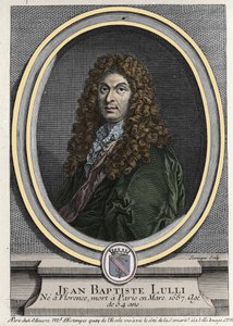 Retrato de Jean Baptiste Lully (Giovanni Battista Lulli) (1632-1687), compositor francés de origen italiano. Grabado del siglo XIX. de Unknown artist