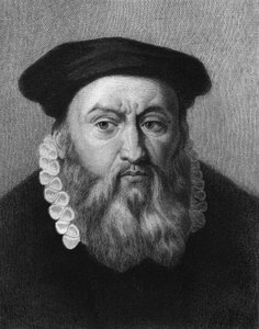 Retrato de Juan Calvino (1509 - 1564), reformador religioso y escritor francés - en “Histoire des Français” por Lavallée, grabado, n.d. de Unknown artist