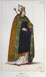 Retrato de Luis I el Piadoso o el Debonario (778 - 840), Emperador de Occidente grabado de 1830