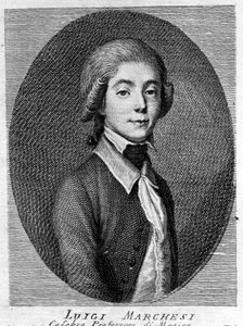 Retrato de Luigi Marchesi (1754 - 1829) también conocido como Marchesini, castrato italiano. de Unknown artist