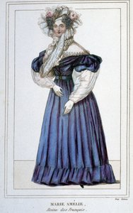 Retrato de Marie Amélie de Bourbon (1782 - 1866), Reina de los Franceses, esposa de Luis Felipe I. Grabado del siglo XIX. de Unknown artist