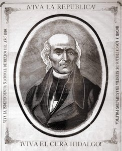 Retrato de Miguel Hidalgo y Costilla (1753 - 1811), sacerdote mexicano (en 1810 proclamó la independencia de su país). Grabado hecho en su honor a finales del siglo XIX de Unknown artist