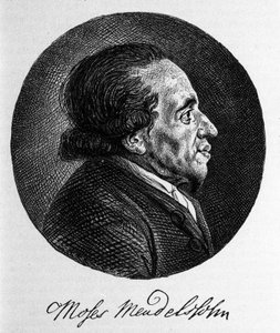 Retrato de Moses (Moisés) Mendelssohn (1729 - 1786), filósofo y verdadero fundador del judaísmo moderno. Abuelo del músico Felix Mendelssohn de Unknown artist