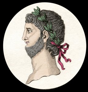 Retrato de Nerón Claudio César Augusto Germánico (37-68 d.C.), emperador romano. Grabado del siglo XIX de Unknown artist