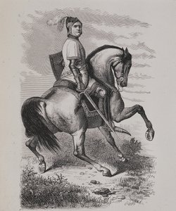 Retrato de Olivier V de Clisson (1336-1407) (El Carnicero) a caballo, basado en una pintura del Museo de Versalles de Unknown artist