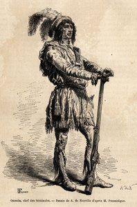 Retrato de Osceola (1804-1838), líder de los seminolas, a la cabeza de la resistencia india contra los Estados Unidos durante la Guerra de Florida (1835-1842). Grabado para ilustrar la historia cuatro meses en Florida, por Achille Pousselgue en 1851-1852 de Unknown artist