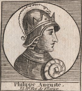 Retrato de Felipe II llamado Felipe Augusto (1165-1223) - grabado de “Instruction sur l