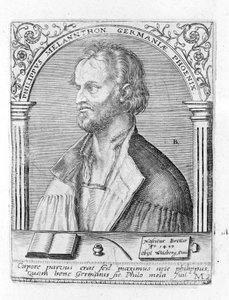 Retrato de Philipp Melanchton (1497 - 1560), reformador religioso alemán. Grabado de Unknown artist