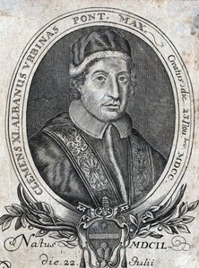Retrato del Papa Clemente XI (Gianfrancesco Albani) (1649 - 1721), 241º Papa. Grabado del siglo XVIII de Unknown artist