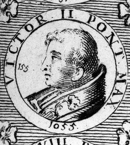 Retrato del Papa Víctor II (o Víctor 2 murió en 1057)